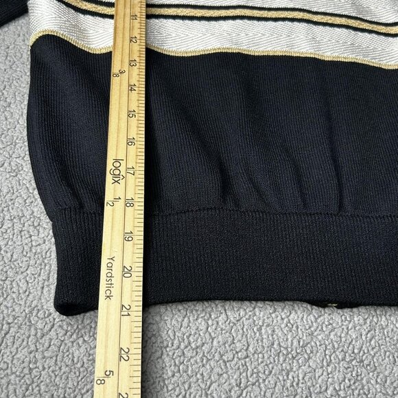 St. John Collection Sweater Womens Small Black White Gold Zip Cardigan Made USA - Picture 12 of 12